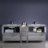 Fresca FCB62-361236GR-I Torino 84" Grey Modern Double Sink Bathroom Cabinets with Integrated Sinks