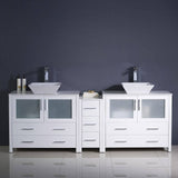 Fresca FCB62-361236WH-CWH-V Torino 84" White Modern Double Sink Bathroom Cabinets with Tops & Vessel Sinks