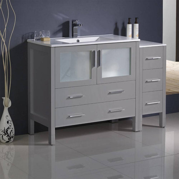 Fresca FCB62-3612GR-I Torino 48" Grey Modern Bathroom Cabinets with Integrated Sink