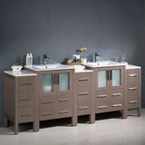 Fresca FCB62-72GO-I Torino 84" Gray Oak Modern Double Sink Bathroom Cabinets with Integrated Sinks