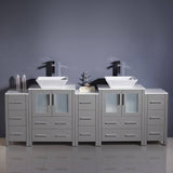 Fresca FCB62-72GR-CWH-V Torino 84" Grey Modern Double Sink Bathroom Cabinets with Tops & Vessel Sinks