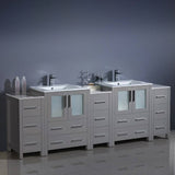 Fresca FCB62-72GR-I Torino 84" Grey Modern Double Sink Bathroom Cabinets with Integrated Sinks