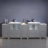 Fresca FCB62-72GR-I Torino 84" Grey Modern Double Sink Bathroom Cabinets with Integrated Sinks