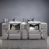 Fresca FCB62-72GR-I Torino 84" Grey Modern Double Sink Bathroom Cabinets with Integrated Sinks