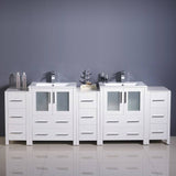 Fresca FCB62-72WH-I Torino 84" White Modern Double Sink Bathroom Cabinets with Integrated Sinks