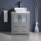 Fresca FCB6224GR-CWH-V Torino 24" Grey Modern Bathroom Cabinet with Top & Vessel Sink