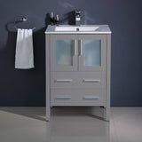 Fresca FCB6224GR-I Torino 24" Grey Modern Bathroom Cabinet with Integrated Sink