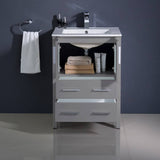 Fresca FCB6224GR-I Torino 24" Grey Modern Bathroom Cabinet with Integrated Sink