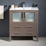 Fresca FCB6230GO-I Torino 30" Gray Oak Modern Bathroom Cabinet with Integrated Sink