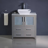 Fresca FCB6230GR-CWH-V Torino 30" Grey Modern Bathroom Cabinet with Top & Vessel Sink