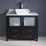 Fresca FCB6236ES-CWH-V Torino 36" Espresso Modern Bathroom Cabinet with Vessel Sink