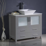 Fresca FCB6236GR-CWH-V Torino 36" Grey Modern Bathroom Cabinet with Vessel Sink