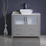 Fresca FCB6236GR-CWH-V Torino 36" Grey Modern Bathroom Cabinet with Vessel Sink