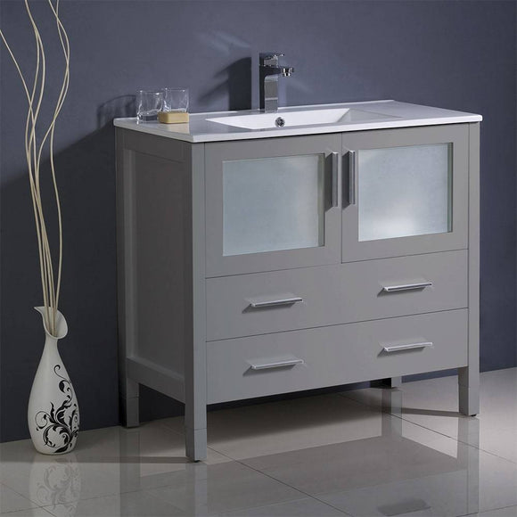 Fresca FCB6236GR-I Torino 36" Grey Modern Bathroom Cabinet with Integrated Sink