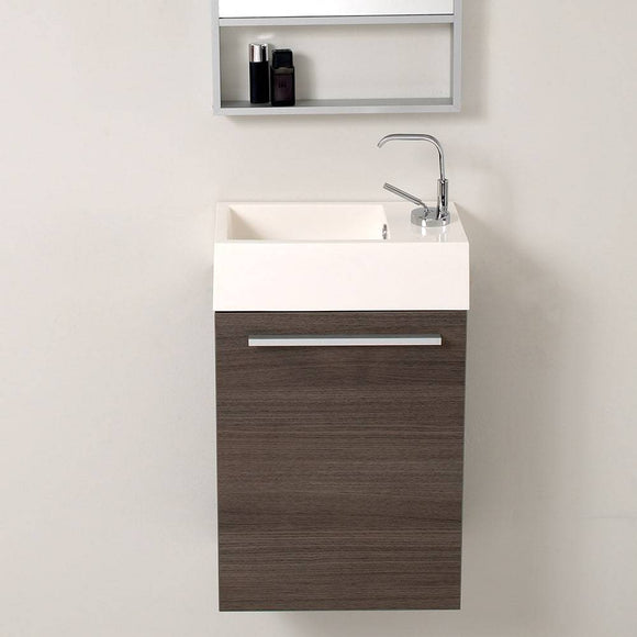 Fresca FCB8002GO-I Pulito 16" Small Gray Oak Modern Bathroom Vanity with Integrated Sink