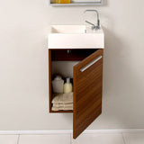 Fresca FCB8002TK-I Pulito 16" Small Teak Modern Bathroom Vanity with Integrated Sink