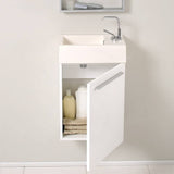 Fresca FCB8002WH-I Pulito 16" Small White Modern Bathroom Vanity with Integrated Sink