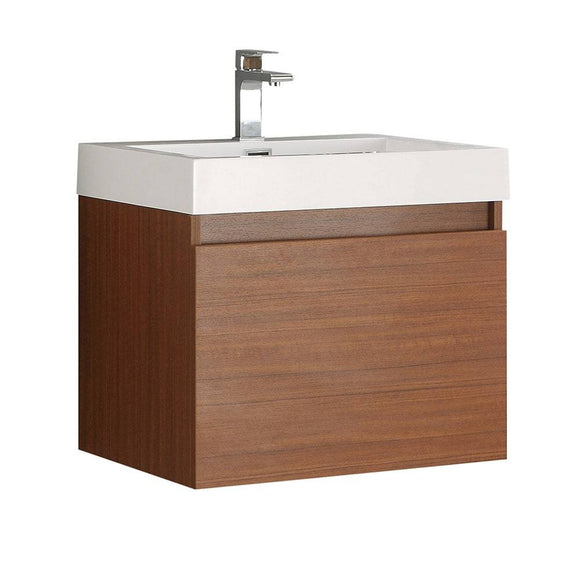 Fresca FCB8006TK-I Nano 24" Teak Modern Bathroom Cabinet with Integrated Sink