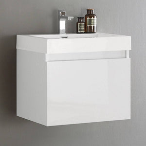 Fresca FCB8006WH-I Nano 24" White Modern Bathroom Cabinet with Integrated Sink