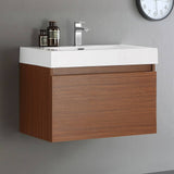 Fresca FCB8007TK-I Mezzo 30" Teak Wall Hung Modern Bathroom Cabinet with Integrated Sink