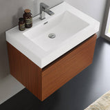 Fresca FCB8007TK-I Mezzo 30" Teak Wall Hung Modern Bathroom Cabinet with Integrated Sink