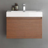 Fresca FCB8007TK-I Mezzo 30" Teak Wall Hung Modern Bathroom Cabinet with Integrated Sink