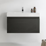 Fresca FCB8008BW-I Mezzo 36" Black Wall Hung Modern Bathroom Cabinet with Integrated Sink