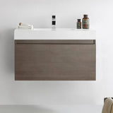 Fresca FCB8008GO-I Mezzo 36" Gray Oak Wall Hung Modern Bathroom Cabinet with Integrated Sink