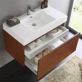 Fresca FCB8008TK-I Mezzo 36" Teak Wall Hung Modern Bathroom Cabinet with Integrated Sink