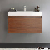 Fresca FCB8008TK-I Mezzo 36" Teak Wall Hung Modern Bathroom Cabinet with Integrated Sink