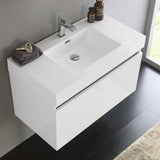 Fresca FCB8008WH-I Mezzo 36" White Wall Hung Modern Bathroom Cabinet with Integrated Sink