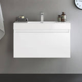 Fresca FCB8008WH-I Mezzo 36" White Wall Hung Modern Bathroom Cabinet with Integrated Sink