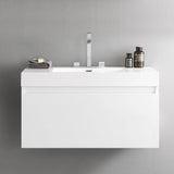 Fresca FCB8010WH-I Mezzo 39" White Modern Bathroom Cabinet with Integrated Sink