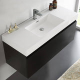 Fresca FCB8011BW-I Mezzo 48" Black Wall Hung Modern Bathroom Cabinet with Integrated Sink