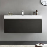 Fresca FCB8011BW-I Mezzo 48" Black Wall Hung Modern Bathroom Cabinet with Integrated Sink