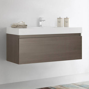 Fresca FCB8011GO-I Mezzo 48" Gray Oak Wall Hung Modern Bathroom Cabinet with Integrated Sink