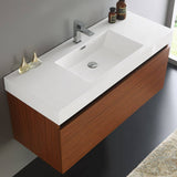 Fresca FCB8011TK-I Mezzo 48" Teak Wall Hung Modern Bathroom Cabinet with Integrated Sink