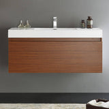 Fresca FCB8011TK-I Mezzo 48" Teak Wall Hung Modern Bathroom Cabinet with Integrated Sink