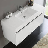 Fresca FCB8011WH-I Mezzo 48" White Wall Hung Modern Bathroom Cabinet with Integrated Sink