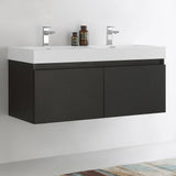 Fresca FCB8012BW-I Mezzo 48" Black Wall Hung Double Sink Modern Bathroom Cabinet with Integrated Sink