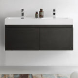 Fresca FCB8012BW-I Mezzo 48" Black Wall Hung Double Sink Modern Bathroom Cabinet with Integrated Sink