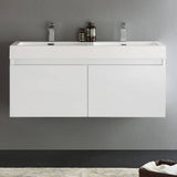 Fresca FCB8012WH-I Mezzo 48" White Wall Hung Double Sink Modern Bathroom Cabinet with Integrated Sink