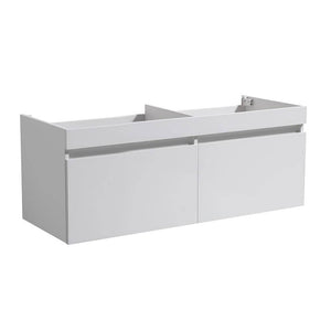 Fresca FCB8012WH Mezzo 48" White Wall Hung Double Sink Modern Bathroom Cabinet