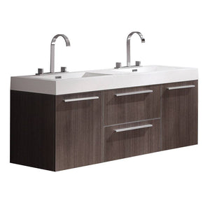 Fresca FCB8013GO-I Opulento 54" Gray Oak Modern Double Sink Bathroom Cabinet with Integrated Sinks