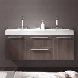 Fresca FCB8013GO-I Opulento 54" Gray Oak Modern Double Sink Bathroom Cabinet with Integrated Sinks