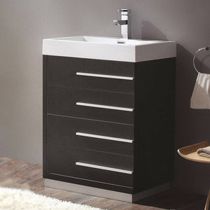 Fresca FCB8024BW-I Livello 24" Black Modern Bathroom Cabinet with Integrated Sink