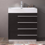 Fresca FCB8030BW-I Livello 30" Black Modern Bathroom Cabinet with Integrated Sink