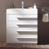 Fresca FCB8030WH-I Livello 30" White Modern Bathroom Cabinet with Integrated Sink