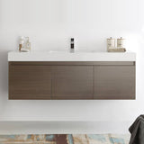 Fresca FCB8041GO-I Mezzo 60" Gray Oak Wall Hung Single Sink Modern Bathroom Cabinet with Integrated Sink