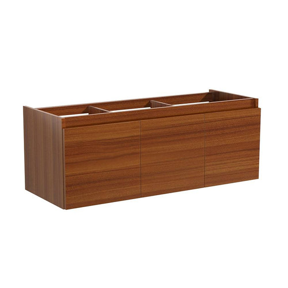 Fresca FCB8041TK Mezzo 60" Teak Wall Hung Single Sink Modern Bathroom Cabinet